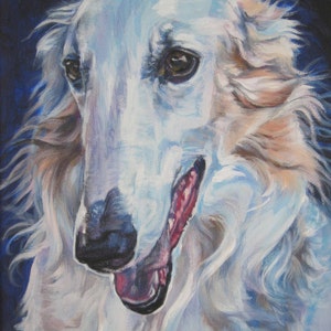 ボルゾイアートプリント額装済