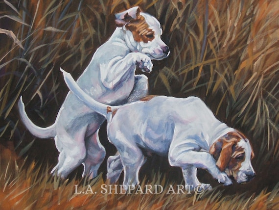 English POINTER Puppies Dog Art Canvas PRINT of LA Shepard - Etsy