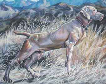 Weimaraner hond kunstprint van LAShepard schilderij 12x16