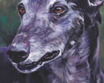 Greyhound hond portret kunst print van LA Shepard schilderij 8x10