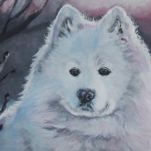 Samoyed Dog art portrait CANVAS print of LA Shepard painting 11x14