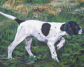 English Pointer dog art CANVAS print of LA Shepard painting 12x16