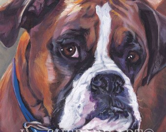 BOXER PORTRAIT dog art canvas PRINT of LAShepard painting 12x12"