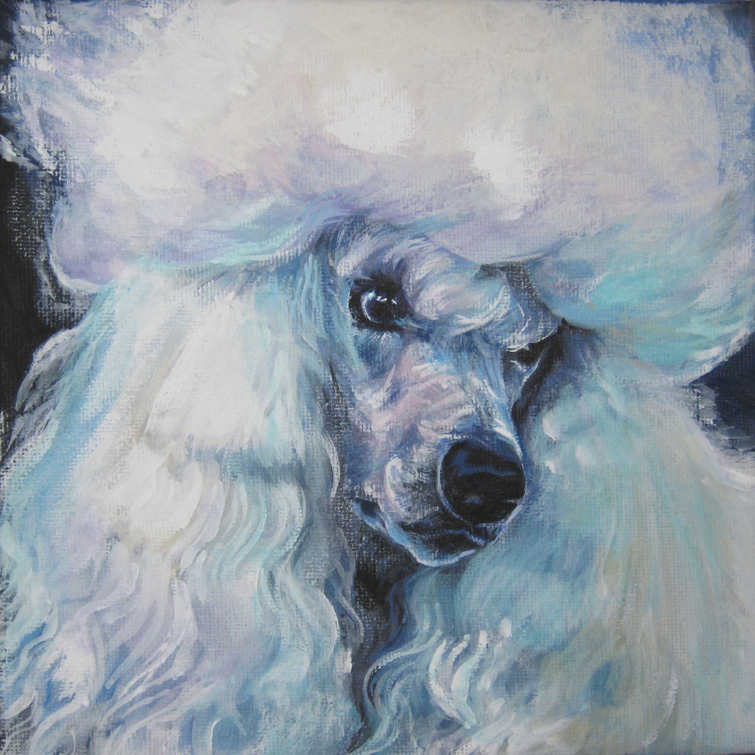 Standard Poodle Art CANVAS Print of La Shepard Dog Painting 8x8 Dog
