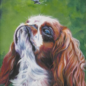 English Toy Spaniel dog art canvas PRINT of LAShepard painting 8x10