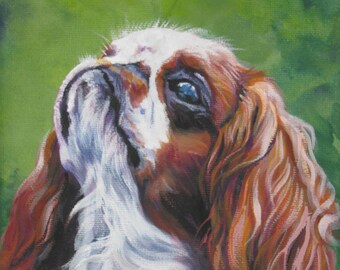 English Toy Spaniel dog art canvas PRINT of LAShepard painting 8x10