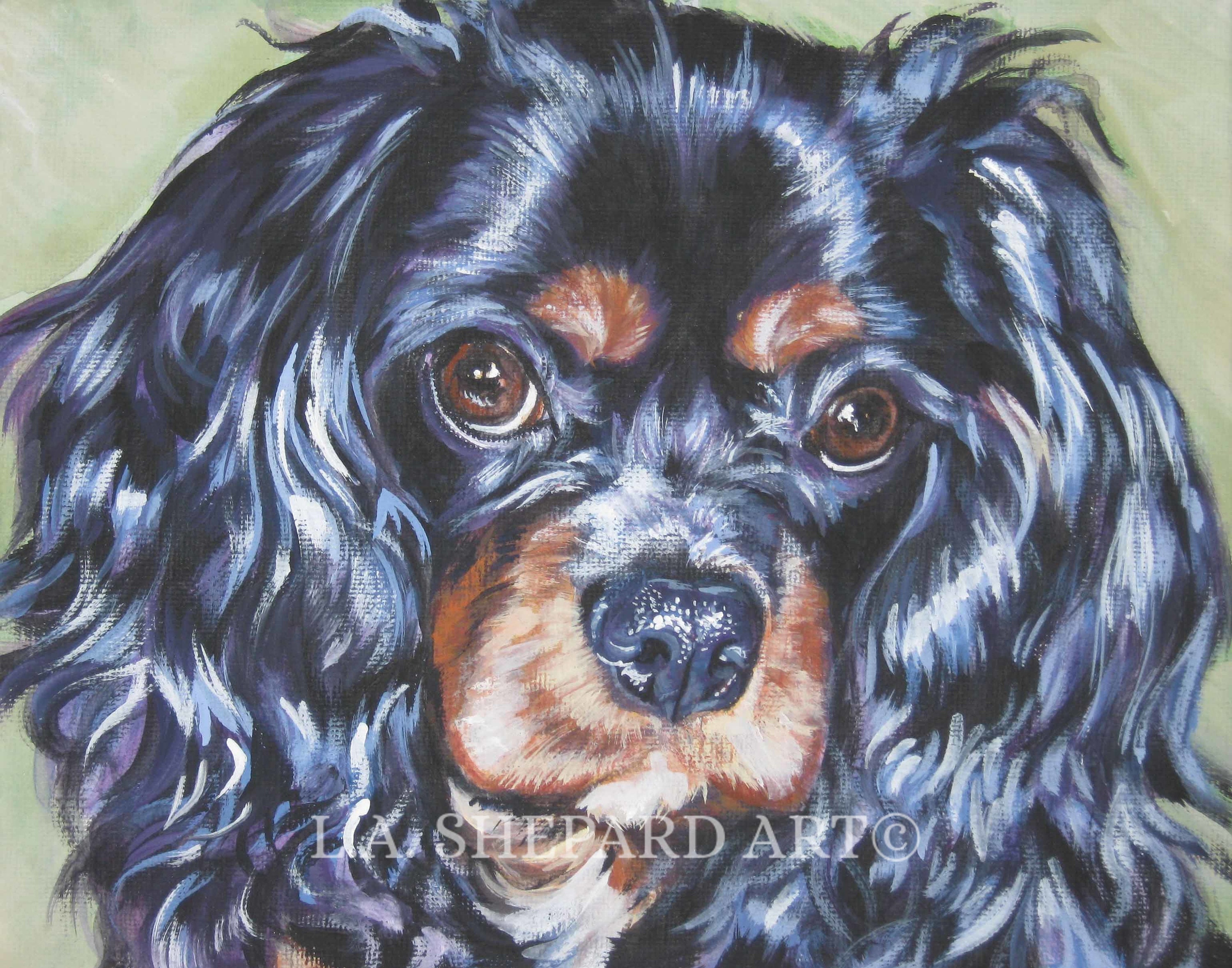 CAVALIER King Charles Spaniel Dog ART Portrait Canvas PRINT of ...