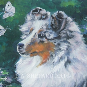 Shetland Shepard SHELTIE Hund Kunst Portrait Leinwand DRUCK von LA Shepard Malerei 11x14