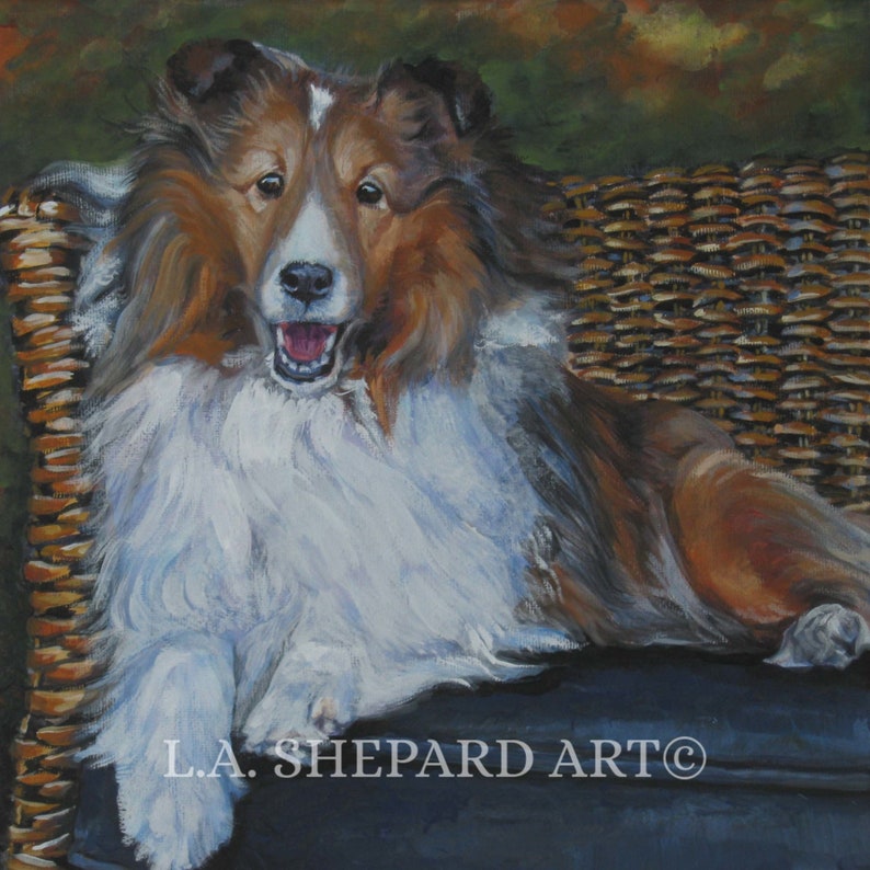 Shetland Sheepdog SHELTIE ART PRINT of LAShepard painting 8x8 image 1