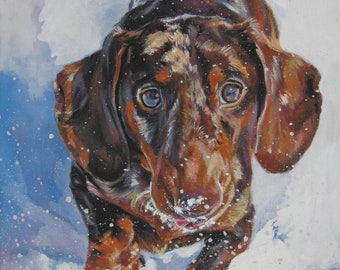 DACHSHUND dog art portrait PRINT of LA Shepard painting 8x10