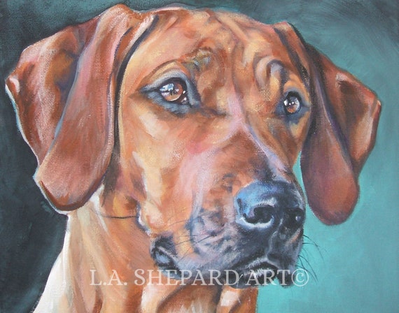 RHODESIAN RIDGEBACK art portrait canvas PRINT of LAShepard dog painting 11x14