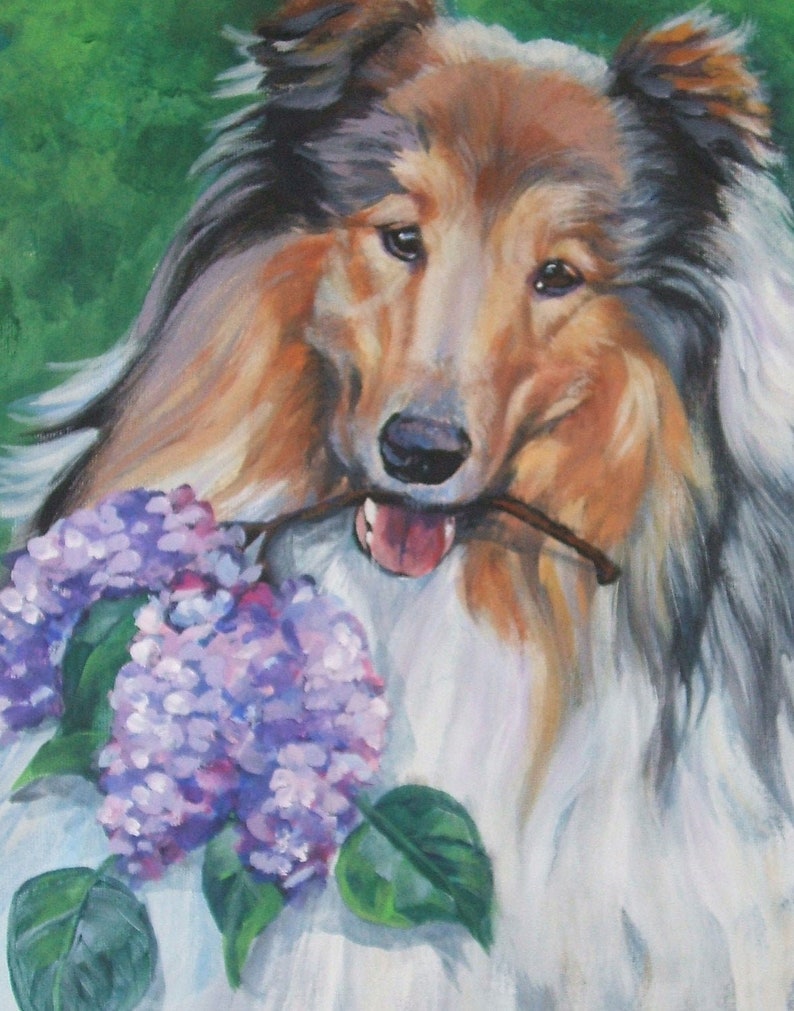 Rough Collie art print portrait of LAShepard painting 11x14 image 1