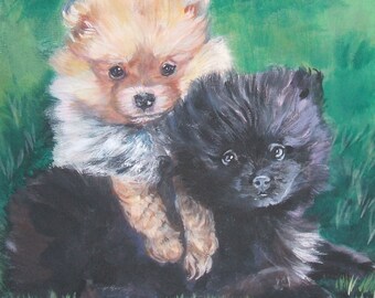 Pomeranian dog art print of LAShepard painting 8x8