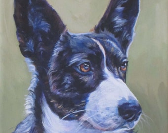 Cardigan Welsh CORGI portrait d’art de chien PRINT de LA Shepard peinture 12x12