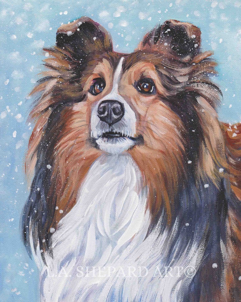 sable Shetland Sheepdog SHELTIE PORTRAIT dog art print of LAShepard painting 8x10 image 1