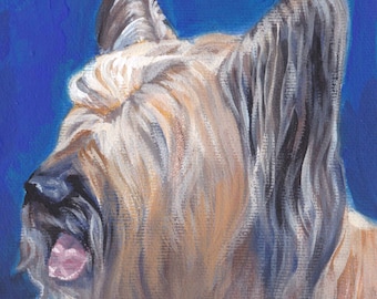 Skye Terrier dog art portrait CANVAS print by L.A.Shepard painting 8x8