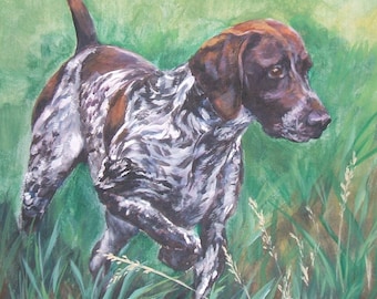 German Shorthaired pointer GSP DOG ART print of LAShepard painting 8x8