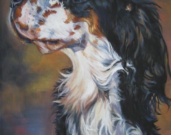 ENGLISH SETTER dog art portrait canvas PRINT of LAShepard painting 8x10"