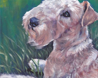 Lakeland Terrier dog art giclee CANVAS print of LA Shepard dog painting 8x8 portrait