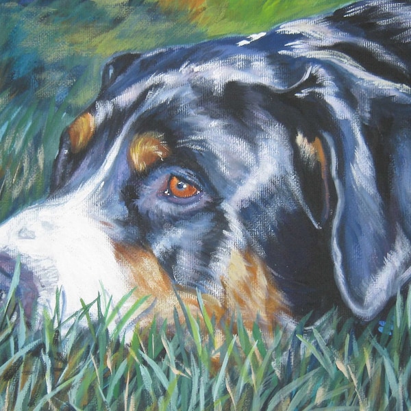 Greater Swiss Mountain Dog art print CANVAS print of LA Shepard painting 12x16