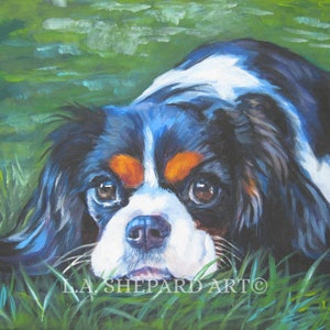 Cavalier King Charles Spaniel DOG PORTRAIT art canvas PRINT by LAShepard painting 8x10&quot;