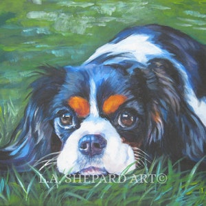 Cavalier King Charles Spaniel DOG PORTRAIT art canvas PRINT by LAShepard painting 8x10"