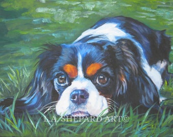 Cavalier King Charles Spaniel DOG PORTRAIT art canvas PRINT by LAShepard painting 8x10"