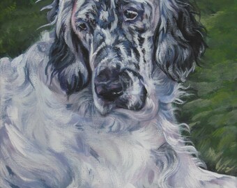 English Setter DOG PORTRAIT art canvas PRINT of LAShepard painting 8x10"