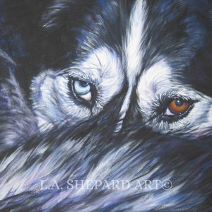 Siberian HUSKY dog art portrait PRINT of LA Shepard dog painting 8x10