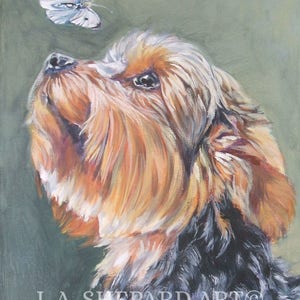 Yorkshire Terrier YORKIE dog portrait art canvas PRINT of LAShepard painting 8x10"