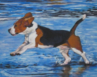 BEAGLE DOG ART canvas print van LAShepard schilderij 12x16