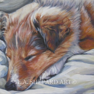 Shetland Sheepdog SHELTIE FILHOTE DE CACHORRO arte retrato IMPRESSÃO da pintura LAShepard 12x16