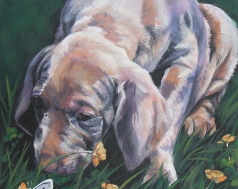 Weimaraner pup art portrait CANVAS print of LA Shepard painting 8x8 dog art