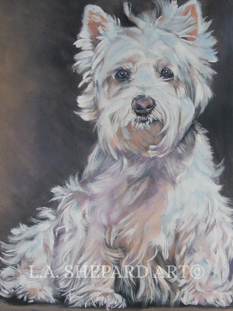 West Highland Terrier Westie Dog Art Print of LA Shepard Painting 12x16 ...