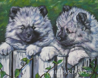 KEESHOND puppy dog ART canvas PRINT of LAShepard painting 8x10"