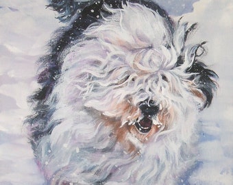 Old English Sheepdog OES DOG art PRINT of LAShepard painting 8x10