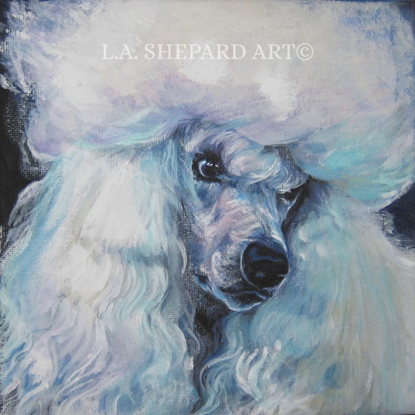 Portrait d'art caniche chien standard impression de LA Shepard peinture 12 x 12