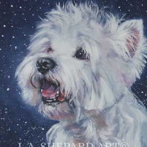 West Highland Terrier WESTIE DOG art portrait PRINT of LAShepard painting 12x16