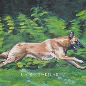 MALINOIS dog ART PRINT canvas print of LAShepard painting 8x10