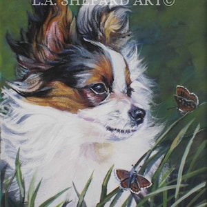 【A】4作品　パピヨン　犬　原画　キャンバス　BAEZ3 A様専用】4作品 パピヨン 犬 原画 キャンバス BAEZ3 （きなこ