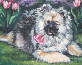 KEESHOND dog ART PRINT of LAShepard painting 8x10