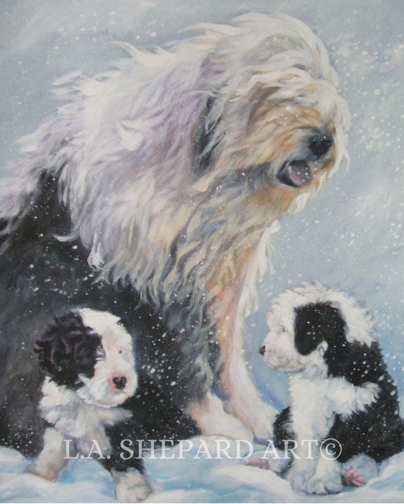 old english sheepdog painting