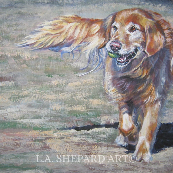 GOLDEN Retriever chien ART toile PRINT de LAShepard peinture 8x10 »