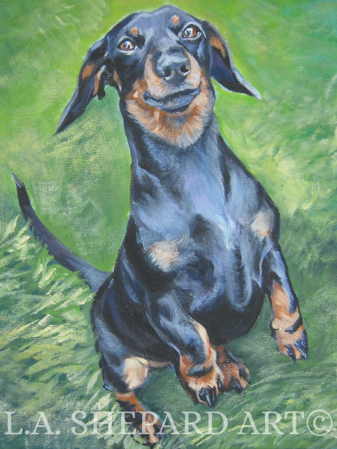 Teckel Hond Graffiti Art Canvas Schilderijen op De Muur Abstracte Hond Poster en Print Dierlijke Muurschilderingen voor Kinderkamer 60x60cm (24x24in