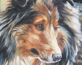 Shetland Sheepdog sheltie dog art portrait print of LA Shepard painting 8x10