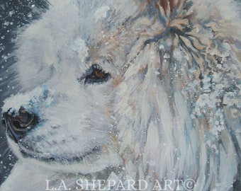 SAMOYED dog portrait ART PRINT of LAShepard painting 12x12"