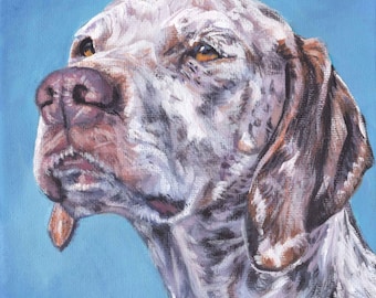 Braque du Bourbonnais dog portrait art CANVAS print of LAShepard painting 8x8" French Pointer