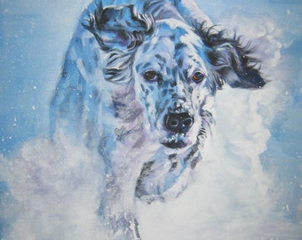English Setter DOG art PORTRAIT canvas PRINT of LAShepard painting 8x10