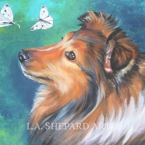 Shetland Sheepdog SHELTIE Hund Kunst PORTRAIT Leinwand PRINT von LAShepard Malerei 8x10&quot;