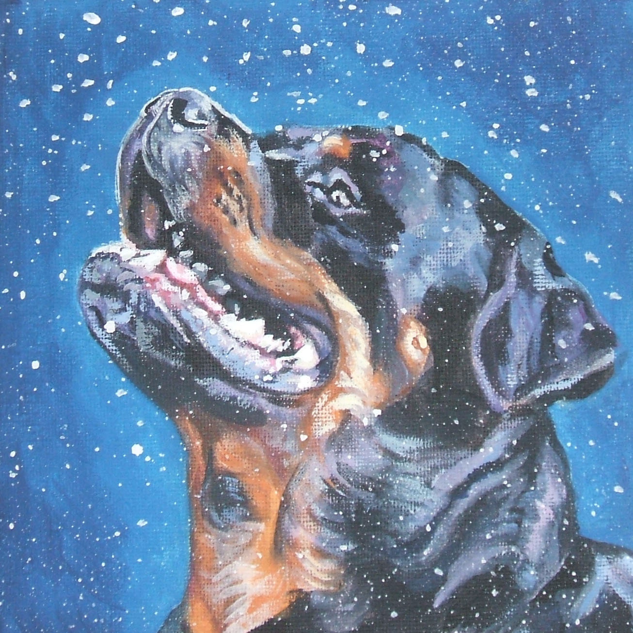 Rottweiler dog art CANVAS print of LA Shepard painting 8x8 dog Etsy